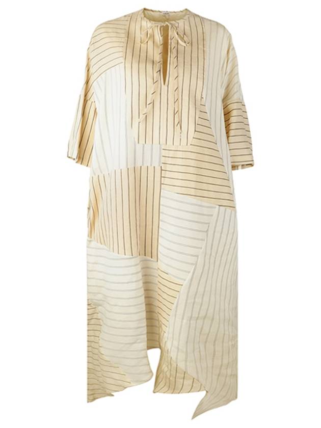 Women's Striped Tunic Long Dress Beige - LOEWE - BALAAN.