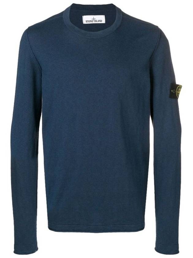 Wappen Patch Crew Neck Knit Top Blue - STONE ISLAND - BALAAN 1