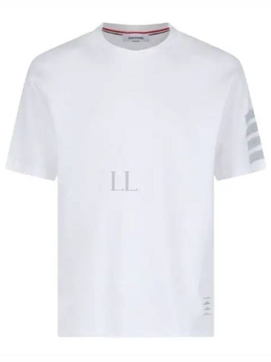 4-Bar Striped Cotton Short Sleeve T-Shirt White - THOM BROWNE - BALAAN 2