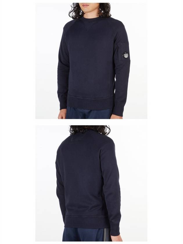 Men's Lens Waffen Crew Neck Sweatshirt Navy - CP COMPANY - BALAAN.