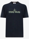 Stitches Two Embroidery Short Sleeve T-Shirt Navy - STONE ISLAND - BALAAN 2