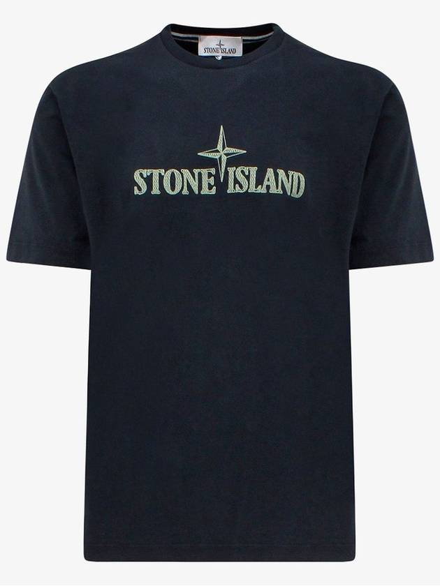 Stitches Two Embroidery Short Sleeve T-Shirt Navy - STONE ISLAND - BALAAN 2