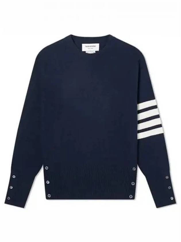 Diagonal Classic Cashmere Knit Top Navy - THOM BROWNE - BALAAN 2