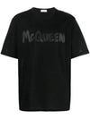 Graffiti Logo Short Sleeve T-Shirt Black - ALEXANDER MCQUEEN - BALAAN 1
