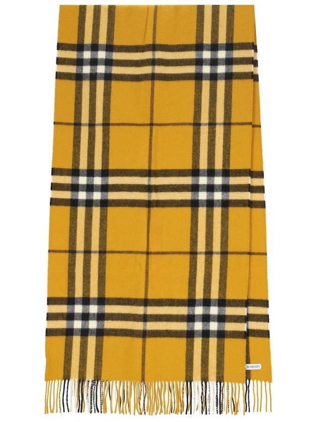 Wide Check Cashmere Scarf Teak - BURBERRY - BALAAN 3