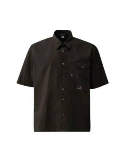 Cotton Popeline Short Sleeve Shirt Black - CP COMPANY - BALAAN 2