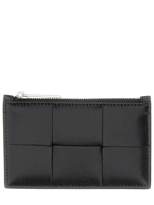 Maxi Intrecciato Zipper Coin Purse Black - BOTTEGA VENETA - BALAAN 3