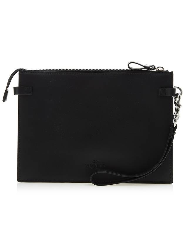 Logo Leather Clutch Bag Black - VALENTINO - BALAAN 4