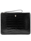 Women's Skull Embossed Zipper Clutch Bag Black - ALEXANDER MCQUEEN - BALAAN 1