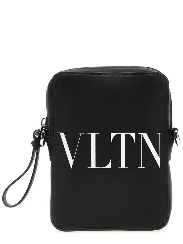 VLTN Logo Print Leather Cross Bag Black - VALENTINO - BALAAN 2