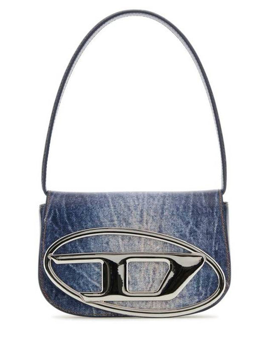 1DR Denim Print Leather Shoulder Bag Blue - DIESEL - BALAAN 1