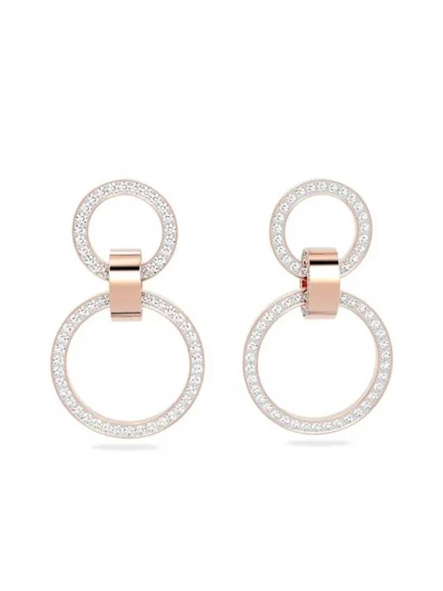 Dextera Interlocking Circle Hoop Earrings Rose Gold - SWAROVSKI - BALAAN 1