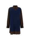 Women's Oversized Knit Shirt Midi Dress Navy Brown - MAISON MARGIELA - BALAAN 1