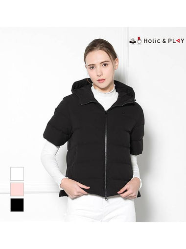 Women s Horizontal Quilted Hood Point Short Sleeve Swing Down Jumper HD4WJP003 - HOLIC&PLAY - BALAAN 1