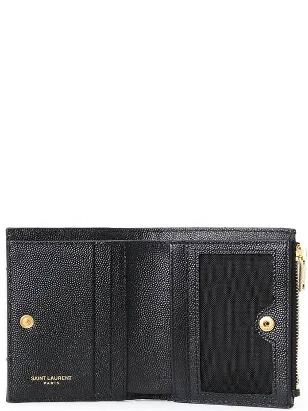 Cassandre Matelasse Grain De Poudre Embossed Leather Half Wallet Black - SAINT LAURENT - BALAAN 5