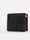 Cassette Bifold Half Wallet Red Black - BOTTEGA VENETA - BALAAN 4