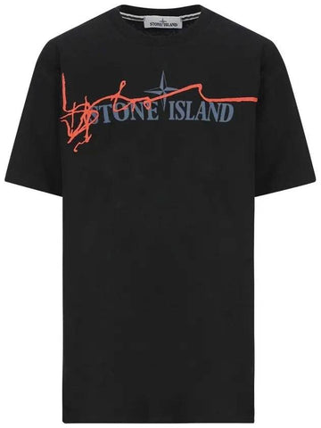 Logo Ink Short Sleeve T-Shirt Black - STONE ISLAND - BALAAN 1