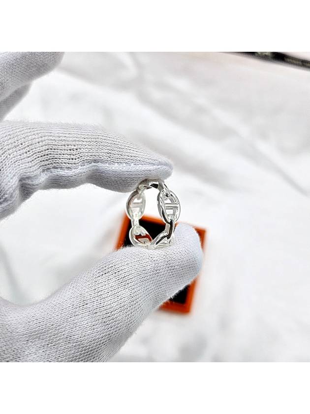 Small Chaine D'Ancre Enchainee Ring Silver - HERMES - BALAAN 6