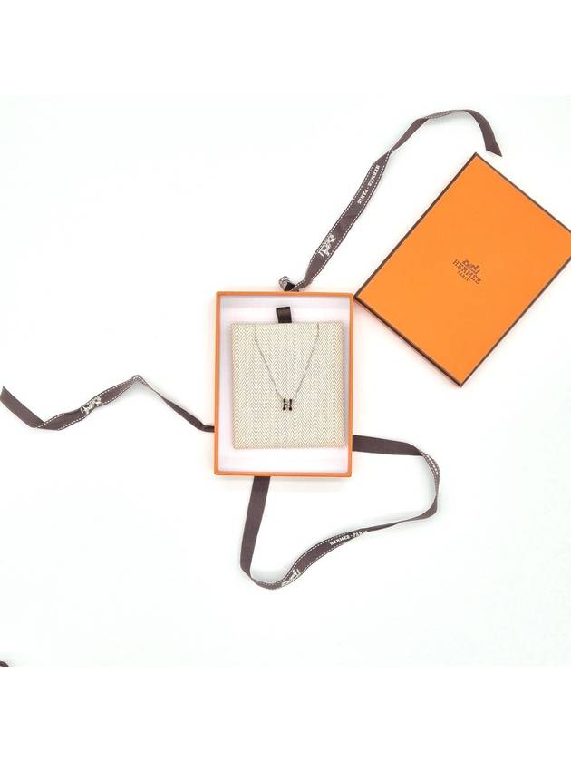 Mini Pop H Pendant Necklace Palladium Noir Silver - HERMES - BALAAN 4