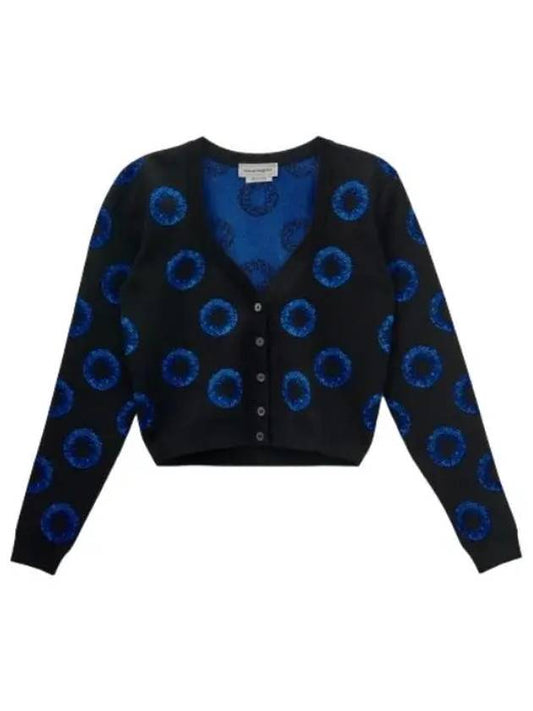 Iris jacquard cardigan black blue - ALEXANDER MCQUEEN - BALAAN 1