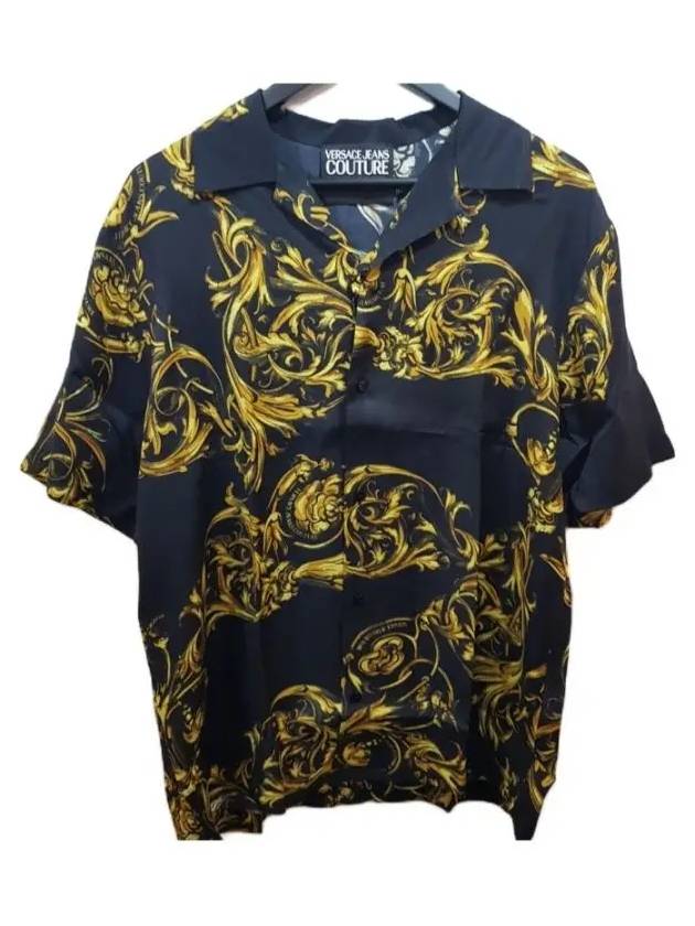 Bow Print Short Sleeve Shirt Black - VERSACE - BALAAN.