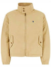 Logo High Neck Cotton Canvas Zip-up Jacket Khaki - POLO RALPH LAUREN - BALAAN 3