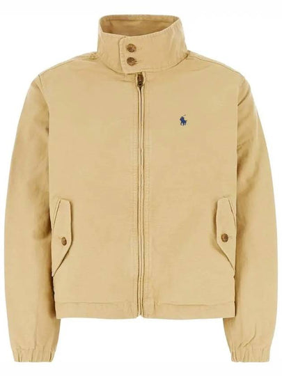 Logo High Neck Cotton Canvas Zip-up Jacket Khaki - POLO RALPH LAUREN - BALAAN 2