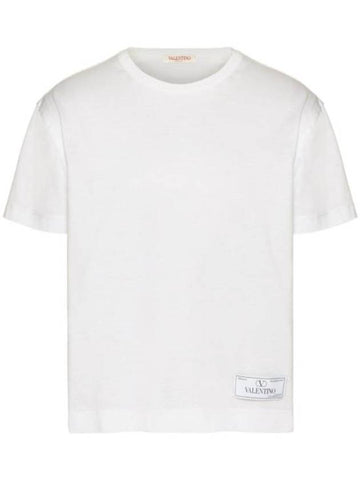 Logo Label Cotton Long Sleeve T-Shirt White - VALENTINO - BALAAN 1