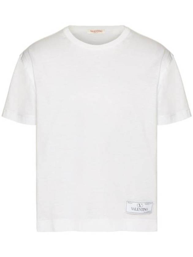 Logo Label Cotton Long Sleeve T-Shirt White - VALENTINO - BALAAN 1