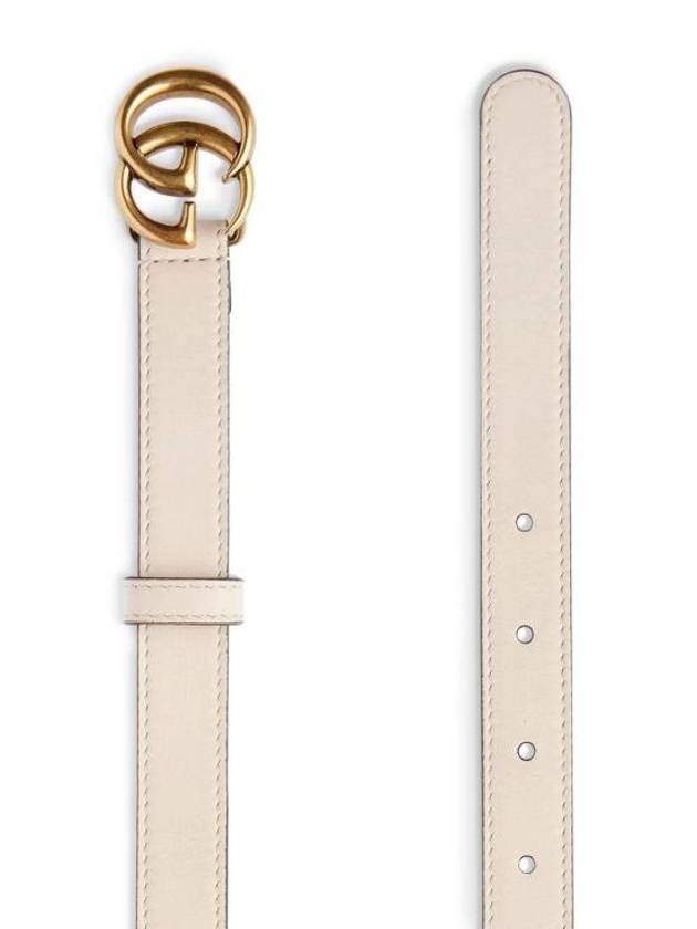 GG Marmont Double Buckle Thin Belt White - GUCCI - BALAAN 5