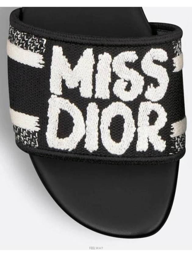 Dway Embroidered Cotton Slide Black White - DIOR - BALAAN 3