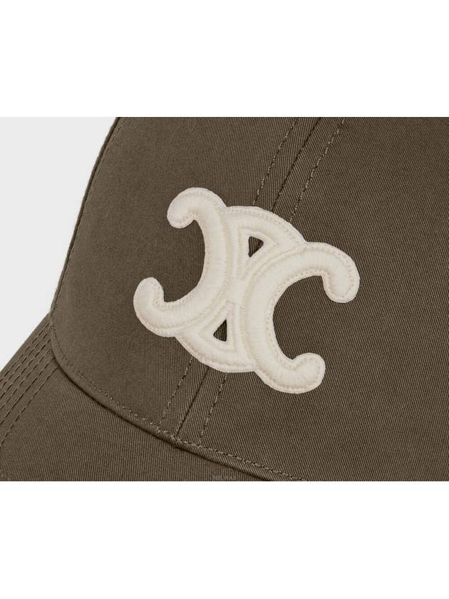 Triomphe Logo Cotton Ball Cap Kaki Militaire - CELINE - BALAAN 4