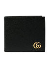 GG Marmont Leather Bi Fold Wallet Black Gold - GUCCI - BALAAN 3