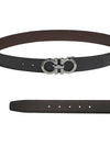 Silver Gancini Reversible Leather Belt Black - SALVATORE FERRAGAMO - BALAAN 4