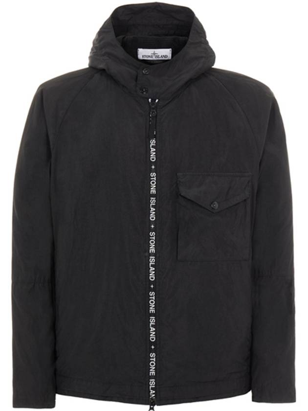 Logo Zipper Cupro Nylon Hooded Jacket Black - STONE ISLAND - BALAAN 2