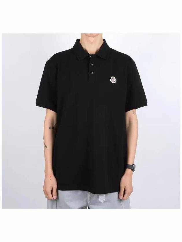 Logo Patch Short Sleeve Polo Shirt Black - MONCLER - BALAAN 3