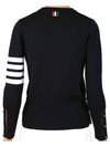 Milano Stitch Crewneck 4-Bar Cotton Crepe Knit Top Navy - THOM BROWNE - BALAAN 4