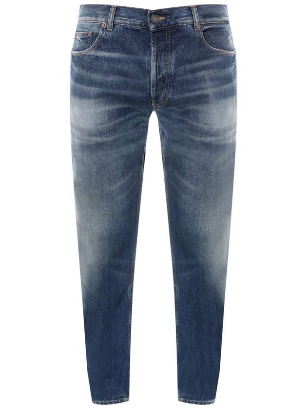 Logo Patch Back Straight Jeans Beach Blue - SAINT LAURENT - BALAAN 2