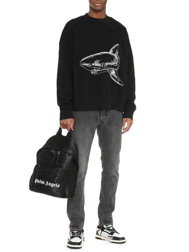 Men's Split Shark Crew Neck Sweatshirt Black - PALM ANGELS - BALAAN 4