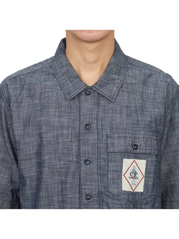 Men's Denim Short Sleeve Shirt Blue - CP COMPANY - BALAAN 6