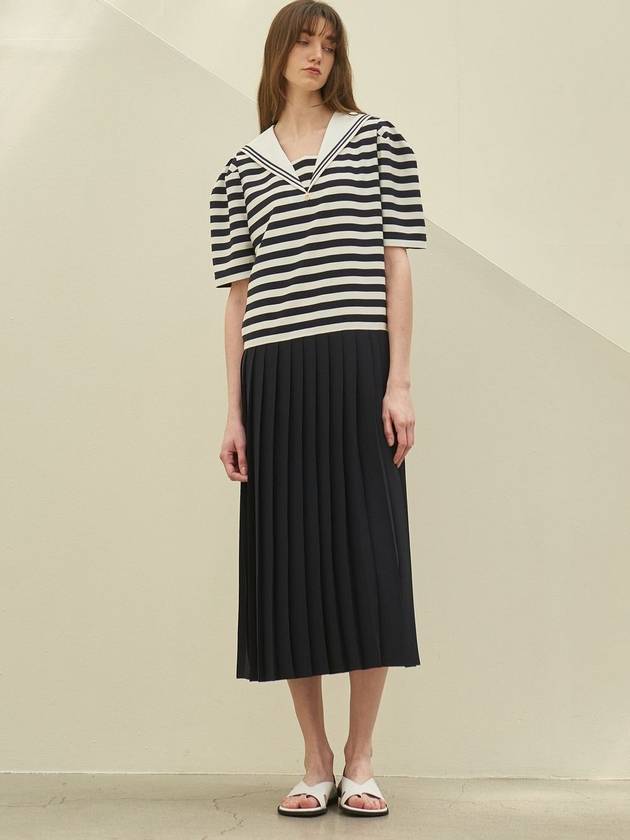 sailor collar pleated dress_navy stripe - MITTE - BALAAN 9