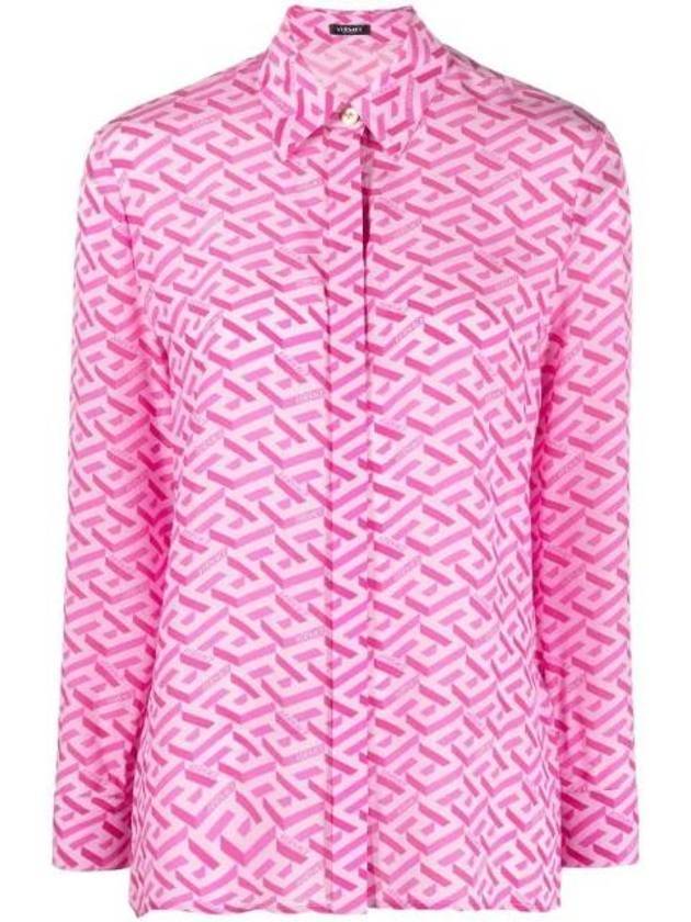 Women's La Greca Silk Shirt Pink - VERSACE - BALAAN 1