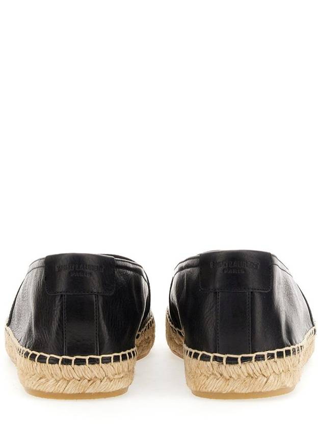 Monogram Leather Espadrilles Black - SAINT LAURENT - BALAAN 4