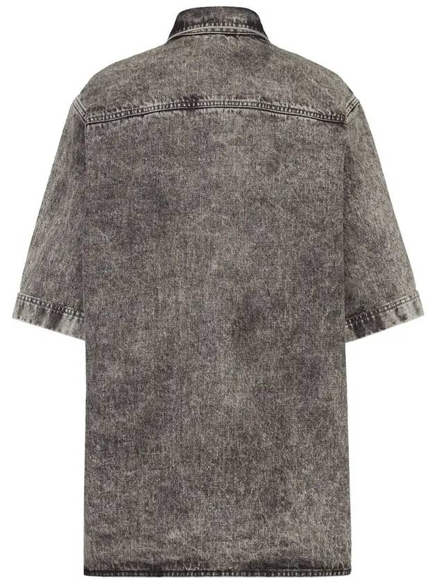 Pocket Signature Denim Short Sleeve Shirt Grey - FENDI - BALAAN 4