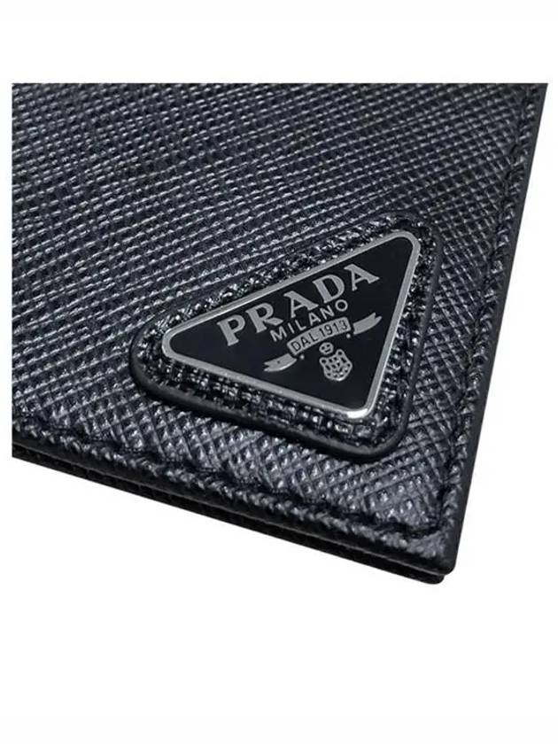 Triangle Logo Saffiano Half Wallet Black - PRADA - BALAAN 8