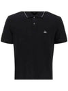 Stretch Piquet Regular Striped Collar Polo Shirt Black - CP COMPANY - BALAAN 2