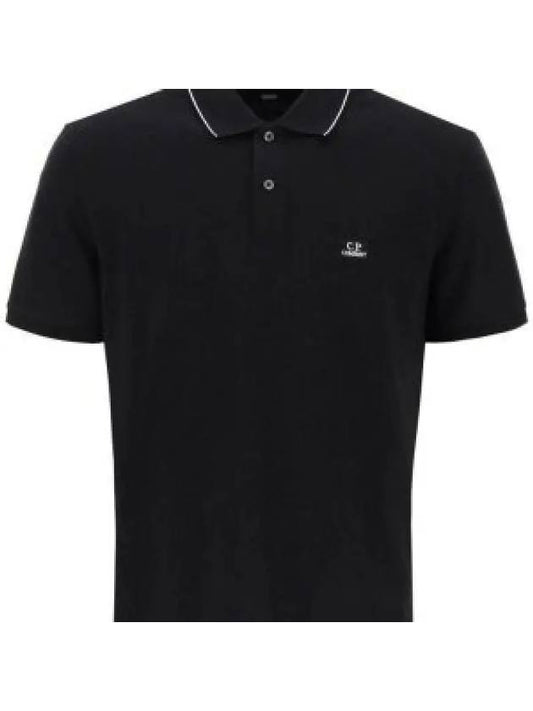 Stretch Piquet Regular Striped Collar Polo Shirt Black - CP COMPANY - BALAAN 2