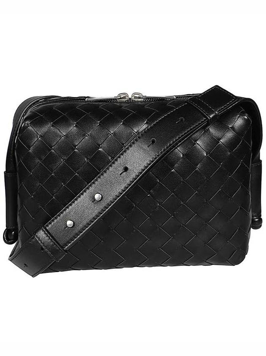 Intrecciato Weaving Leather Cross Bag Black - BOTTEGA VENETA - BALAAN 2