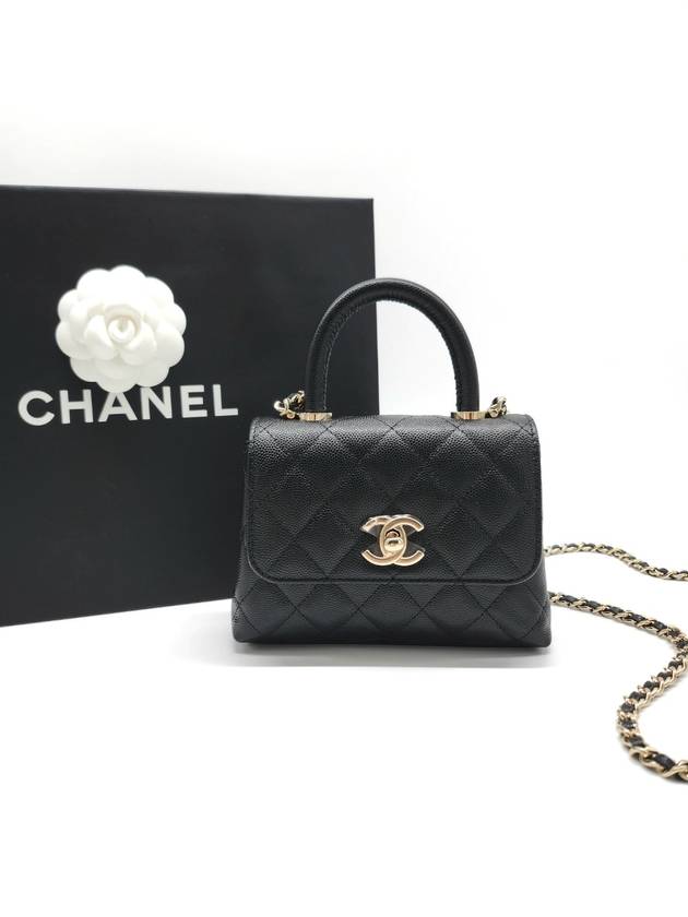 Coco handle micro black gold mini chain bag AP4244 - CHANEL - BALAAN 1