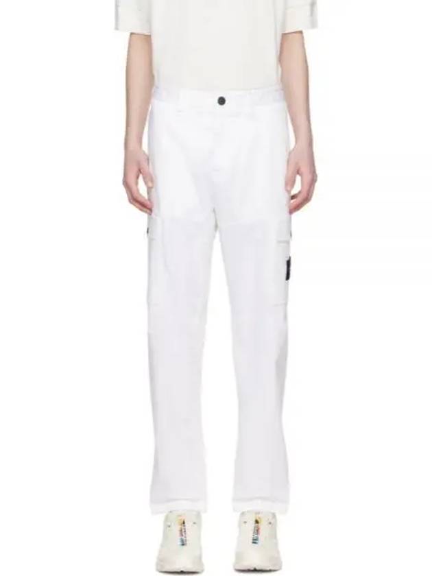 Regular Fit Cargo Cotton Straight Pants White - STONE ISLAND - BALAAN 2